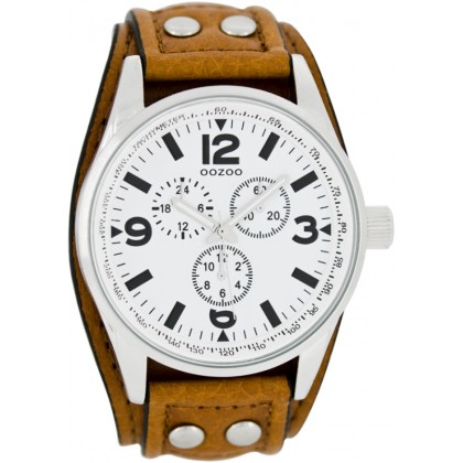 OOZOO Timepieces 46mm Cognac Brown Leather Strap C7455